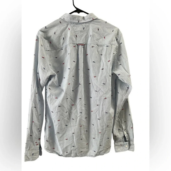 Tommy blue motorcycle men’s long sleeve button down shirt - Picture 5 of 5